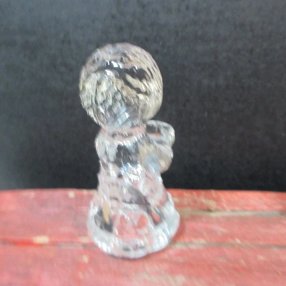 Vintage Clear Glass Cherub Angel Candle Holders Figurines Set of 2